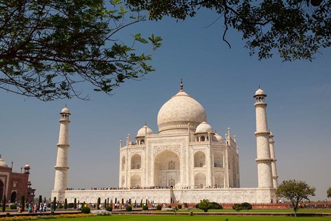 Framed Asia, India, Taj Mahal with trees above as framing element Print