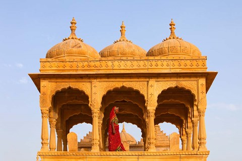 Framed Native woman, Tombs of the Concubines, Jaiselmer, Rajasthan, India Print