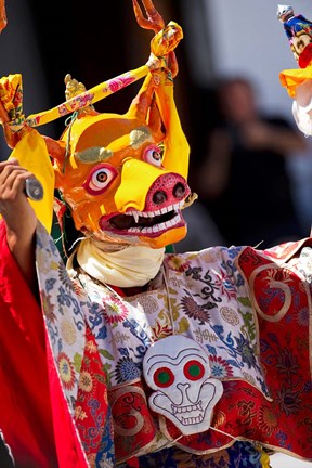 Framed Buddhist Monks Dancing, Chemrey Monastery, Ladakh, India Print