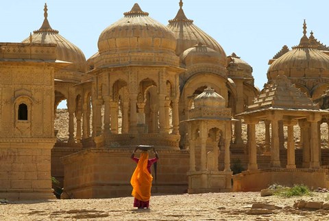 Framed Bada Bagh with Royal Chartist and Finely Carved Ceilings, Jaisalmer, Rajasthan, India Print