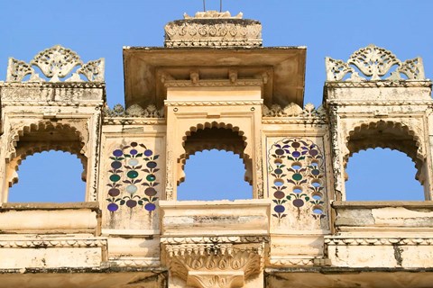 Framed Architectual detail on City Palace, Udaipur, Rajasthan, India Print