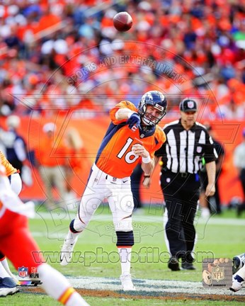 Framed Peyton Manning 2014 Passing the ball Print