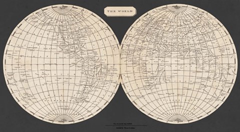 Framed Map of the World, 1812 Print