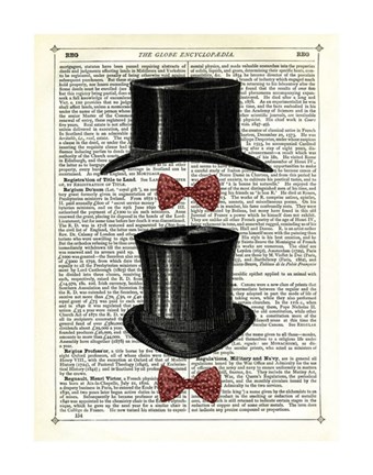 Framed Top Hat &amp; Bow Ties Print