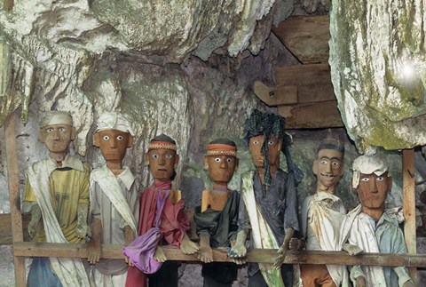 Framed Tau Tau, Effigies of Departed Nobles, Cave Tombs at Tampangallo Village,  Tana Toraja, Sulawesi, Indonesia Print