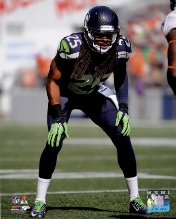 Framed Richard Sherman 2014 ready position Print