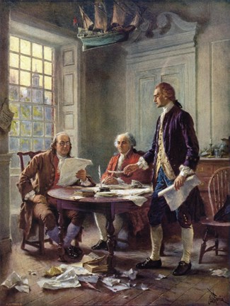 Framed Writing the Declaration of Independence, 1776 Print