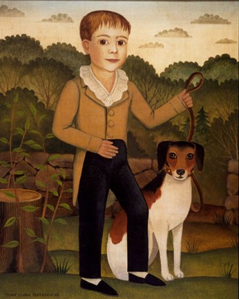 Framed Boy with Dog Print