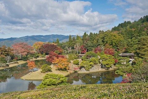Framed Yokuryuichi Pond, Shugakuin Imperial Villa, Kyoto, Japan Print