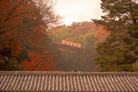 Framed Fall Color around Cable Train Railway, Kyoto, Japan Print