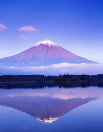 Framed Mt Fuji with Lenticular Cloud, Motosu Lake, Japan Print