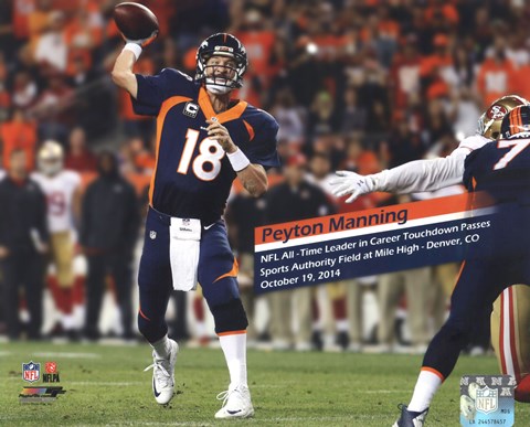 Framed Peyton Manning becomes the NFL's All-Time leader in career Touchdown Passes- October 19, 2014 Print