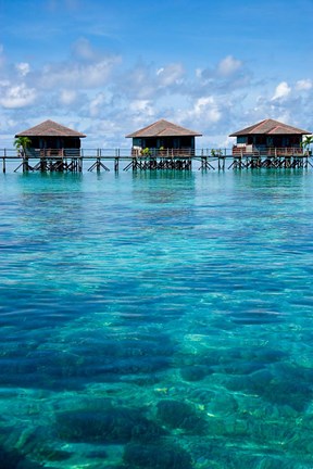 Framed Bungalows, Sipadan-Kapalai Dive Resort, Borneo, Malaysia Print