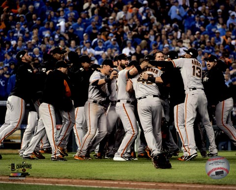 Framed San Francisco Giants celebrate winning Game 7 of the 2014 World Series Print