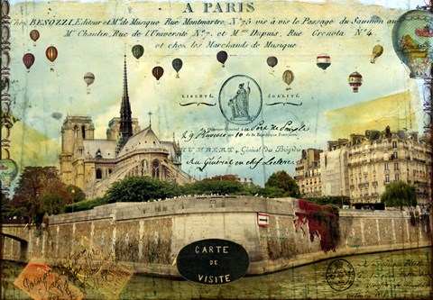 Framed Notre Dame Balloons Print