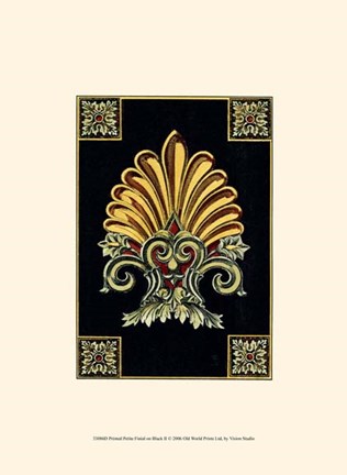 Framed Petite Finial on Black II Print