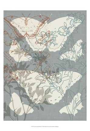 Framed Flowers &amp; Butterflies I Print