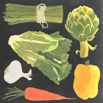 Framed Blackboard Veggies IV Print