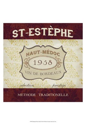 Framed Burgundy Wine Labels III Print