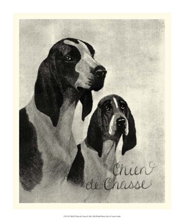 Framed B&amp;W Chien de Chasse Print
