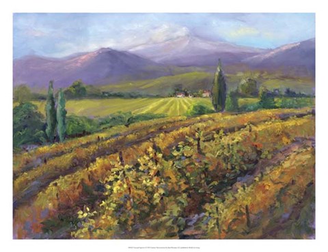 Framed Vineyard Tapestry I Print