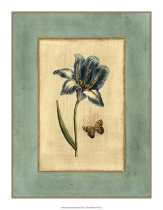 Framed Crackled Spa Blue Tulip I Print