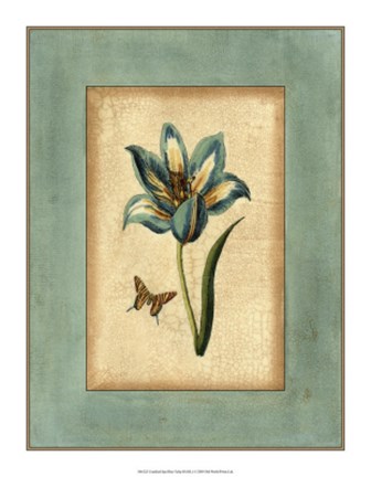 Framed Crackled Spa Blue Tulip III Print