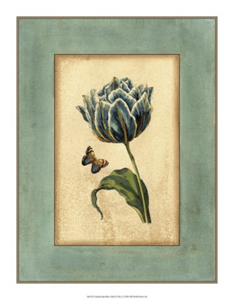 Framed Crackled Spa Blue Tulip IV Print
