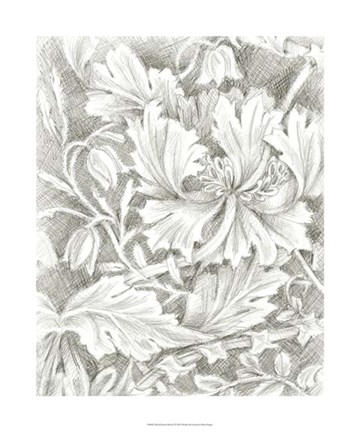Framed Floral Pattern Sketch I Print