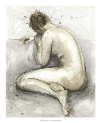 Framed Figure in Watercolor II Print