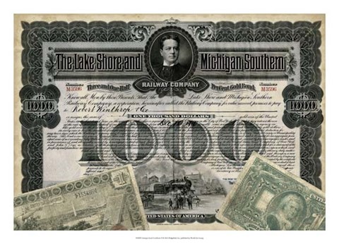 Framed Antique Stock Certificate II Print