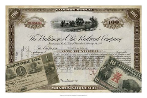 Framed Antique Stock Certificate III Print