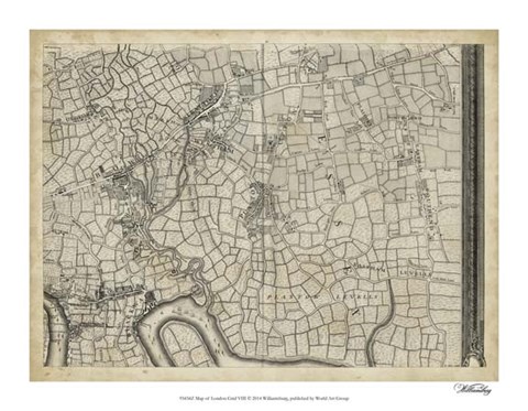 Framed Map of London Grid VIII Print