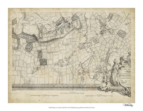 Framed Map of London Grid XIV Print