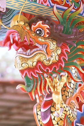Framed Thailand, Bangkok Dragon in chinese temple Print
