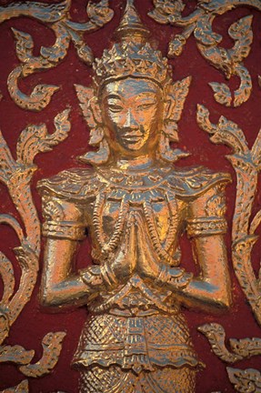 Framed Gold Leafed Deatil at Wat Doi Suthep, Chiang Mai, Thailand Print