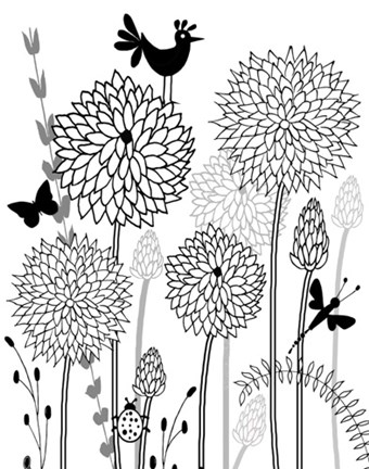 Framed All-A-Flutter BW I Print