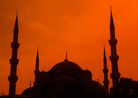 Framed Blue Mosque at Sunset, Istanbul, Turkey Print