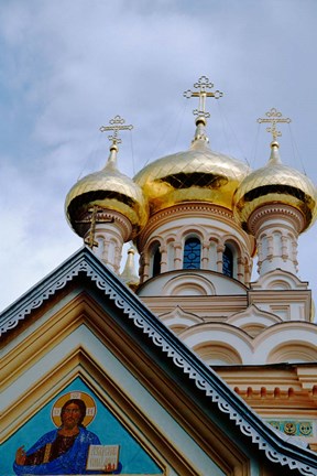 Framed Gold Onion Dome of Alexander Nevsky Cathedral, Russian Orthodox Church, Yalta, Ukraine Print