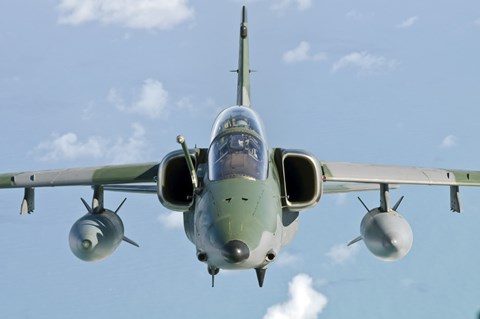 Framed Brazilian Air Force Embraer A-1B soars through the sky over Brazil Print