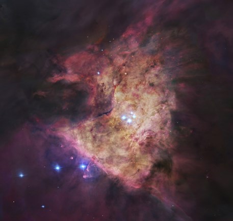Framed Trapezium Cluster at Center of Orion Nebula Print
