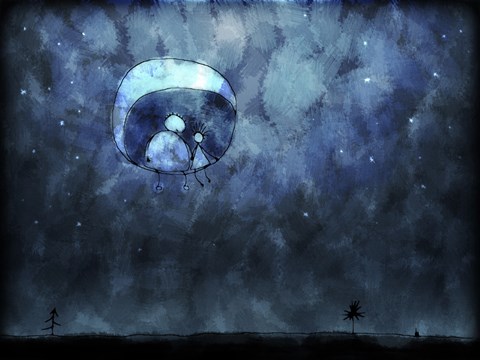 Framed Sitting on the Moon Print