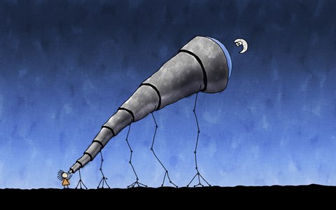 Framed Moon Through a Telescope Print