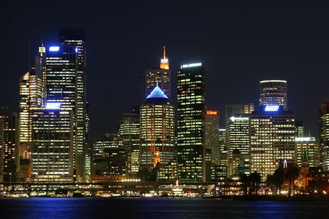 Framed Sydney CBD at Night, Sydney Cove, Australia Print