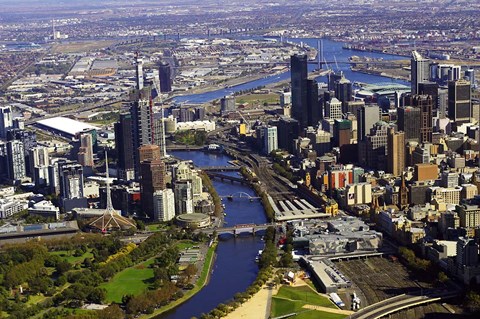 Framed Melbourne CBD and Yarra River, Victoria, Australia Print