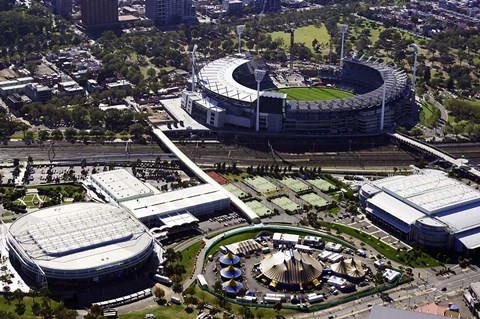 Framed Rod Laver Arena and Melbourne Cricket Ground, Melbourne, Victoria, Australia Print