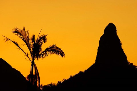 Framed Sunset over Glass House Mountains, Sunshine Coast, Queensland, Australia Print