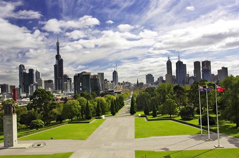 Framed View from the Shrine of Remembrance, Melbourne, Victoria, Australia Print