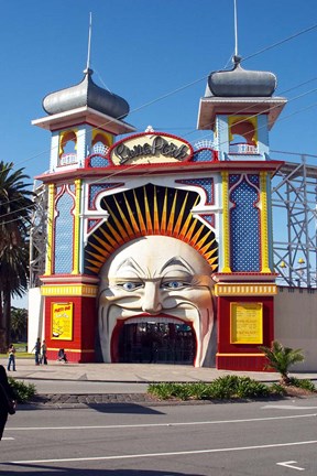 Framed Entrance Gate to Luna Park, St Kilda, Melbourne, Victoria, Australia Print