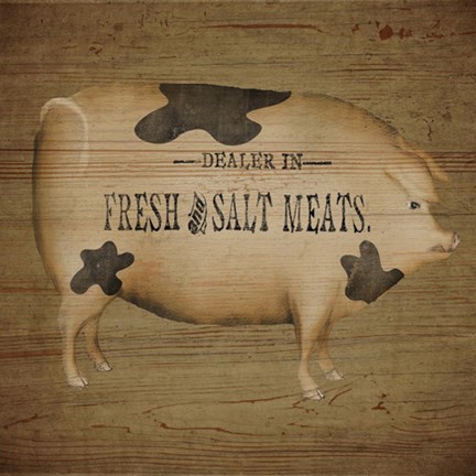 Framed Pig Sign Print